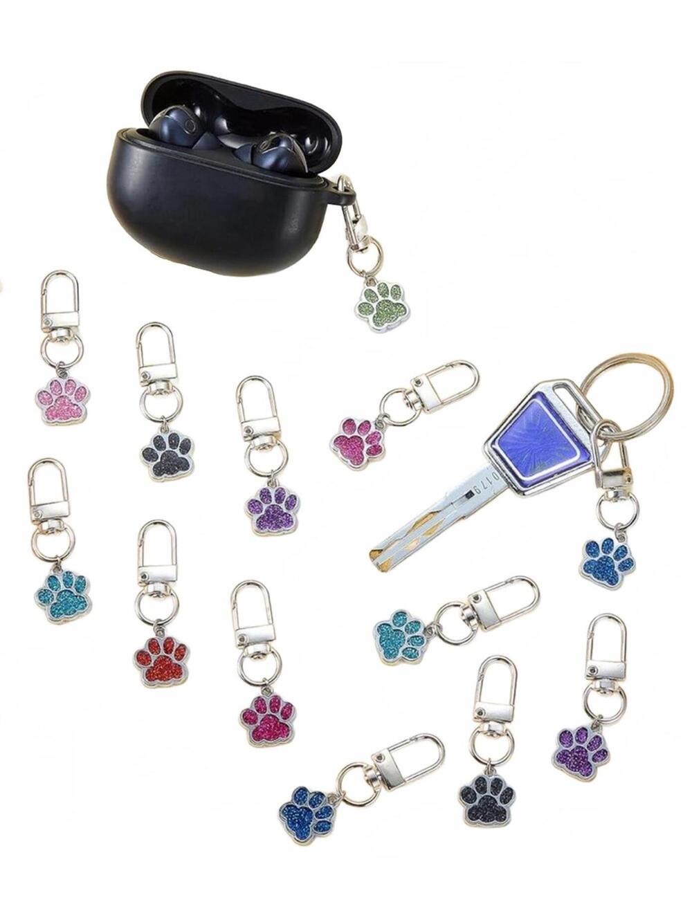 1 PC Dark Pink Keychain Paw Animal Print Bag Charm Glitter Glam Pet Gift New - Picture 4 of 5